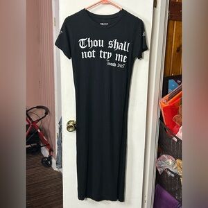 On Fire Thou Shall Not Try Me Mood 24:7 Black Maxi T-Shirt Dress Women’s Small
